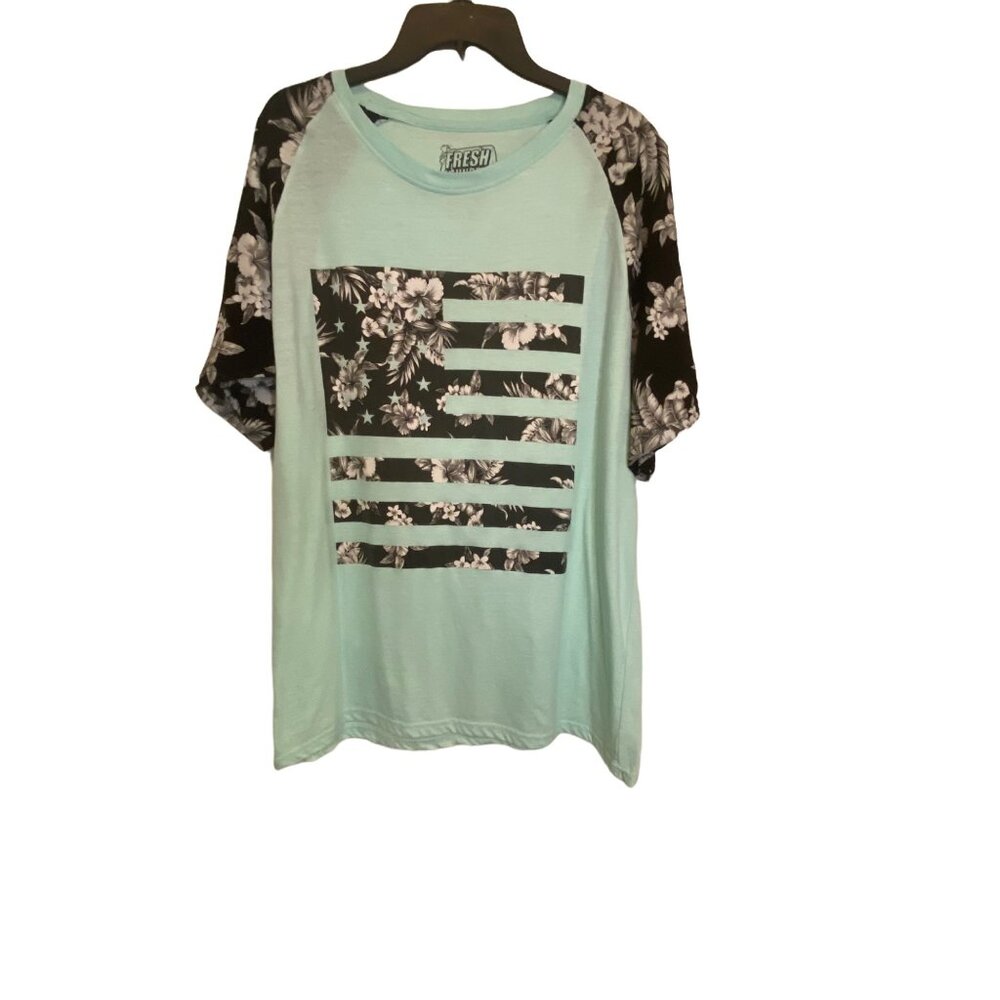 Fresh Laundry Men's Mint Green/Black Graphic Tee Shirt Size XL